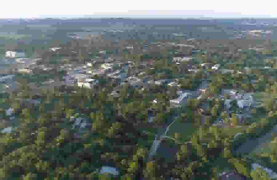 The city of New Braunfels, as seen from above.