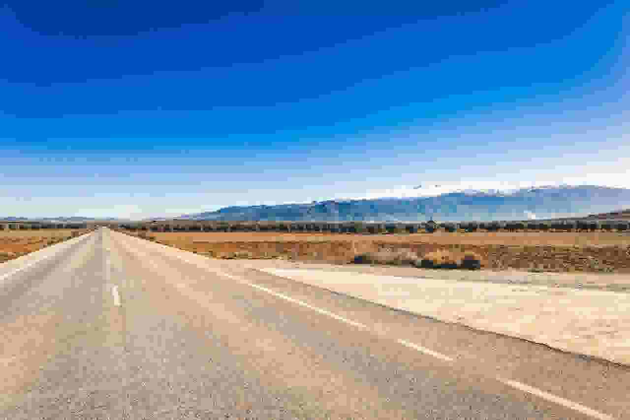 empty road foothills of sierra nevada outside of modesto