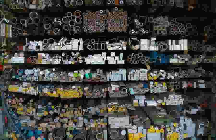 Business inventory arranged neatly.