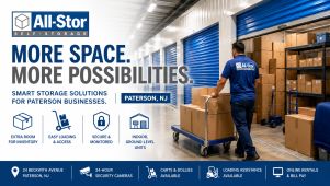 All-Stor Self Storage in Paterson, NJ, offering commercial storage with ground-level units, secure access, and convenient loading for business inventory.