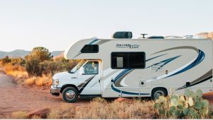 RV on a rural dirt path