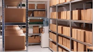 storage organized on shelves