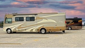 RV outside in a Parking lot
