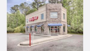 Parking lot at self storage facility