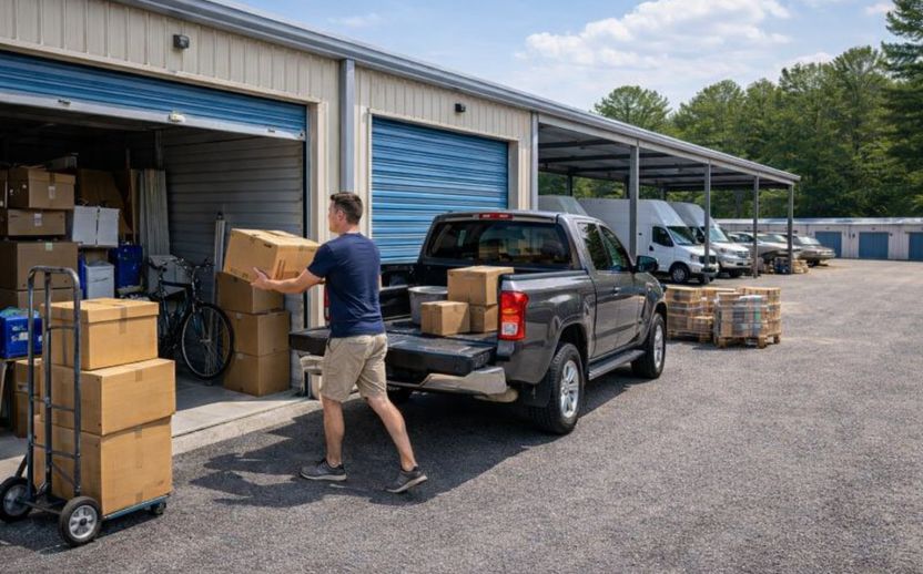 Unloading at the business storage facility