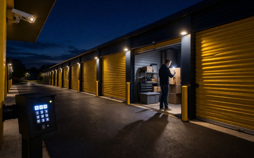 Nighttime at the storage facility