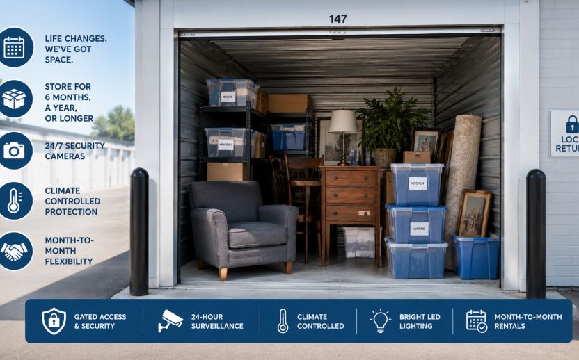 Organized storage unit with flexible options at Lakestone storage