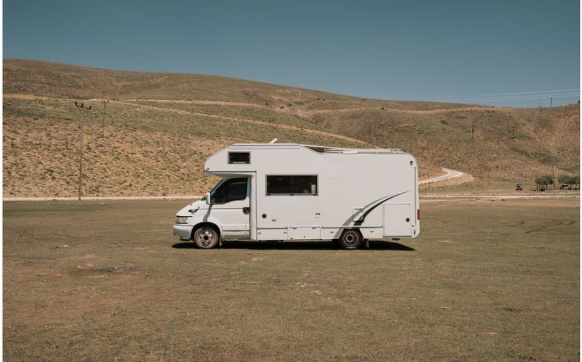 white trailer in the middle of nowhere