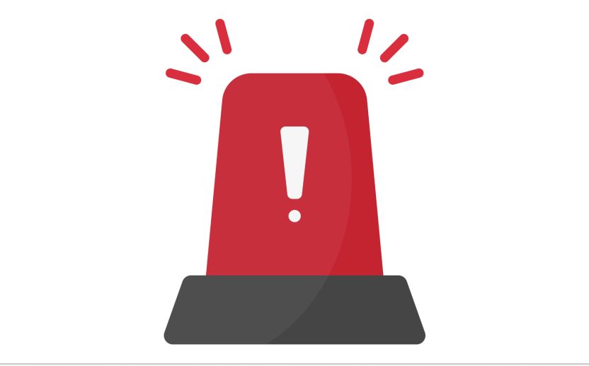 red alarm with a exclamation symbol on white background