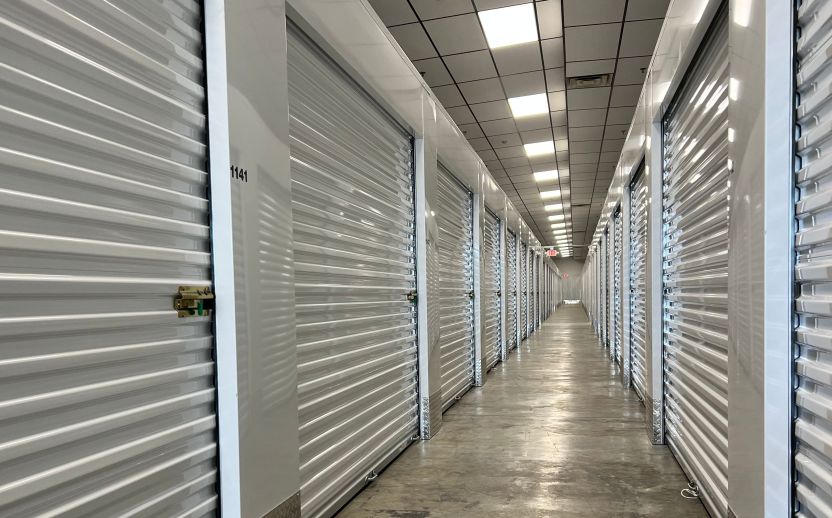 Climate-controlled storage units inside a StorHouse Self Storage facility