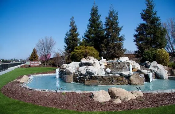 This image shows the fountain in front of our 7060 E Dakota avenue self storage location