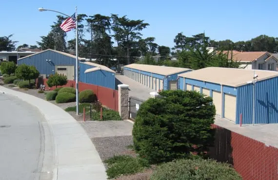 Aerial view of storage units at self storage rental facility Marina Greens Mini Storage, 3333 Paul Davis Drive, Marina, CA, 93933