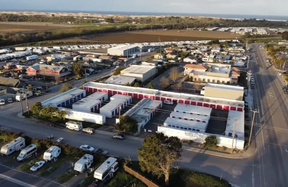 Aerial view of storage units at self storage rental facility SuperStorage, 2050 22nd St, Oceano, CA, 93445