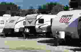 RVs parked on at the Storage facility