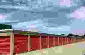 Long Row of Storage Units to the left of the screen