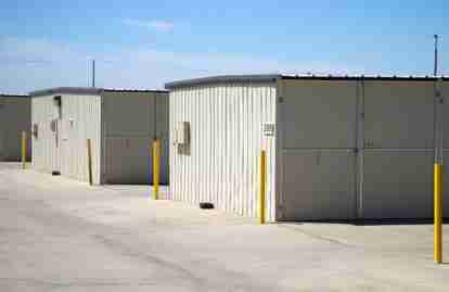 This image shows the ends of rows of storage units