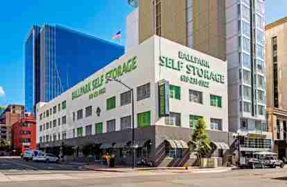 The Ballpark Self Storage facility, a three-story building in downtown San Diego.