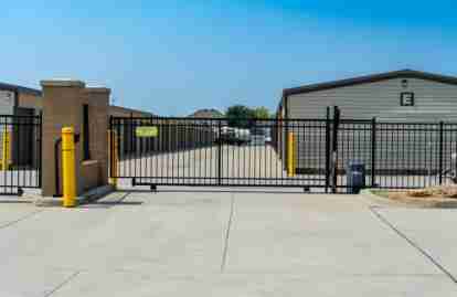 Our self-storage facility entrance with a prominent gate.