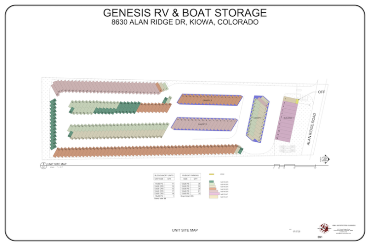 Exterior view of the Genesis RV & Boat Storage Inc facility