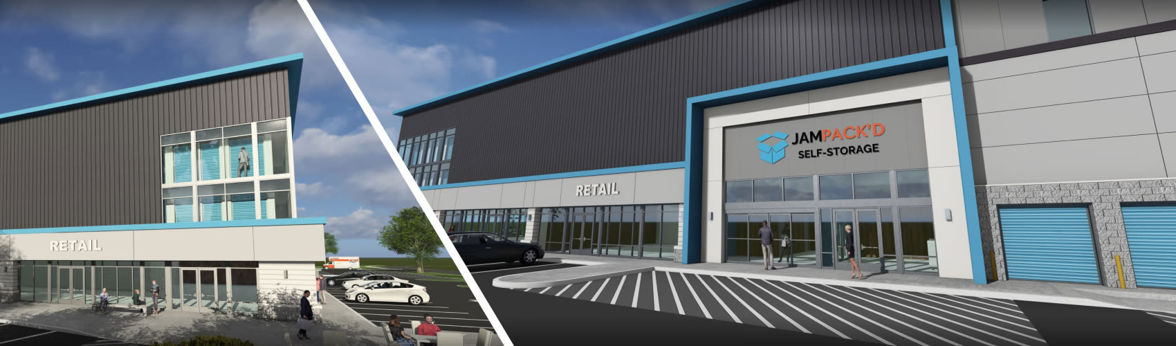 Exterior view of the JamPack’d Self Storage facility