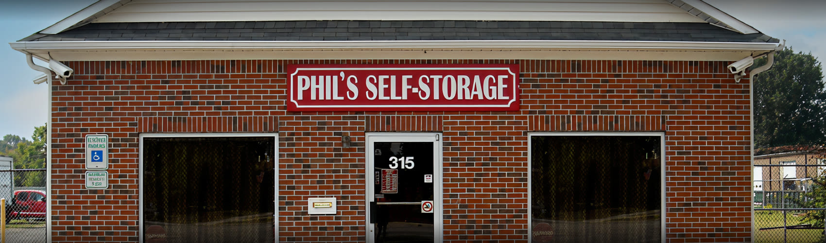 Exterior view of the Phils Self Storage facility