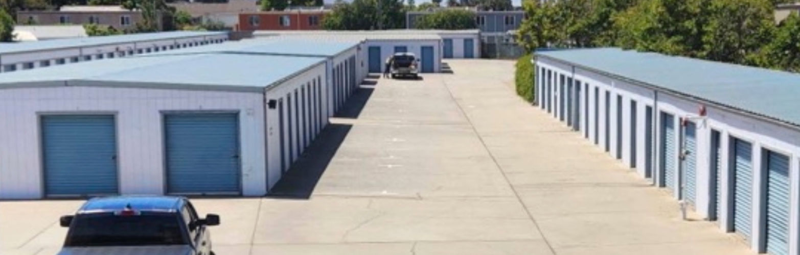 Exterior view of the Off Broadway Mini Storage facility