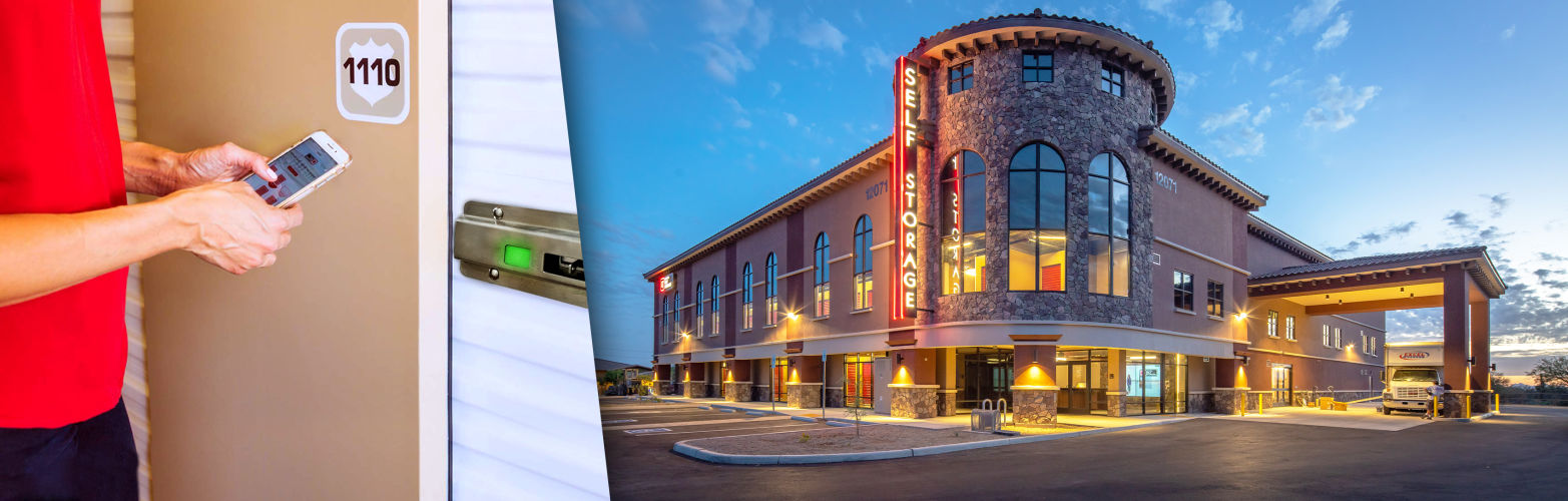 Exterior view of the National Self Storage facility