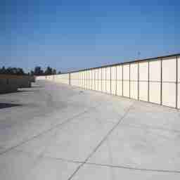 This picture shows a row of outdoor storage units