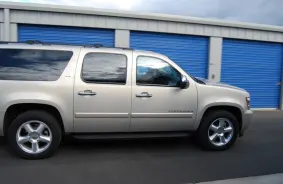 Car parked in front of units at Fortress Secure Mini Storage at 2175 Willow Road, Arroyo Grande, CA