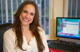 Woman at front desk at Fortress Secure Mini Storage at 2175 Willow Road, Arroyo Grande, CA