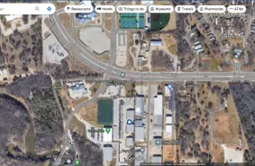 Aerial view of storage units at self storage rental facility Teasley Lane Self Storage, 8388 Teasley Ln, Denton, TX, 76210