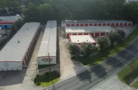 Aerial Shot of Storage facility with 5 Buildings in it