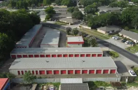 Aerial Shot of storage Facility from the back of the entrance