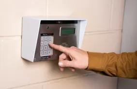 Digital keypad View of Hand on Keypad