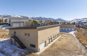 Aerial view of storage units at self storage rental facility Discount Storage Crested Butte, 246 Buckley Dr, Crested Butte, CO, 81224