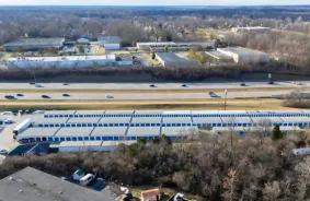 Aerial view of storage units at self storage rental facility Stronghold Eastgate, 758 Old SR 74, Cincinnati, OH, 45245