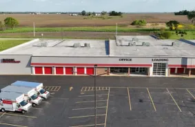 Aerial view of storage units at self storage rental facility In Towne Self-Storage Sandwich, 132 Indian Springs Dr, Sandwich, IL, 60548