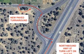 Directions: Northbound Hwy 97, turn left on 61st St and use the new paved turnaround at Gift Rd