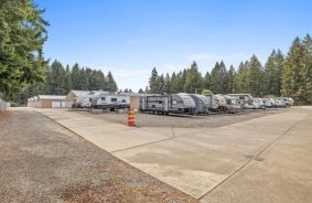 Aerial view of storage units at self storage rental facility Secure Storage, 9520 Kimmie Street SW, Olympia, WA, 98512