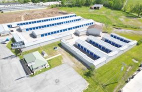 Aerial view of storage units at self storage rental facility On Track Storage - Cape Girardeau, 832 S Kingshighway, Cape Girardeau, MO, 63703