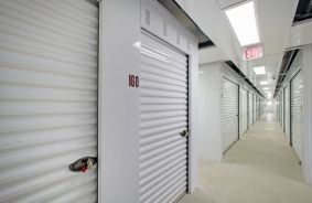 White Storage Units in Interior Hallway