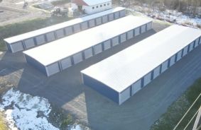 Aerial view of storage units at self storage rental facility Blair County Storage, 1122 Amelia Ave, Altoona, PA, 16602