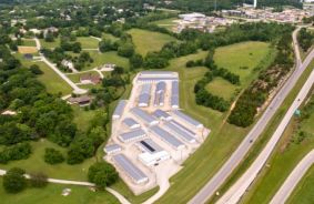 Aerial view of storage units at self storage rental facility C&J Storage, 1221 Dogwood, Warsaw, MO, 65355
