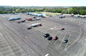 Aerial view of storage units at self storage rental facility Truck Storage Depot, 6302 Seminole Ave., Orlando, FL, 32822