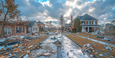Flooded Neighborhood After Natural Disaster