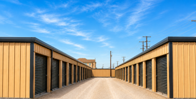 Exterior of HAVN Storage on a clear, sunny day in Monahans, West Texas