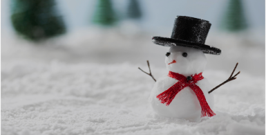 snowman figure with a cute top hat and scarf