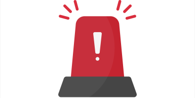 red alarm graphic with an exclamation mark on white background