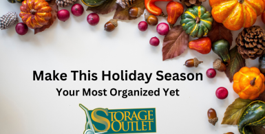 Image of seasonal fruit and vegetables with storage outlet logo