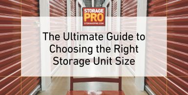 Image of Red Indoor Storage Unit Doors with Overlay Text StoragePRO The Ultimate Guide to Choosing the Right Storage Unit Size